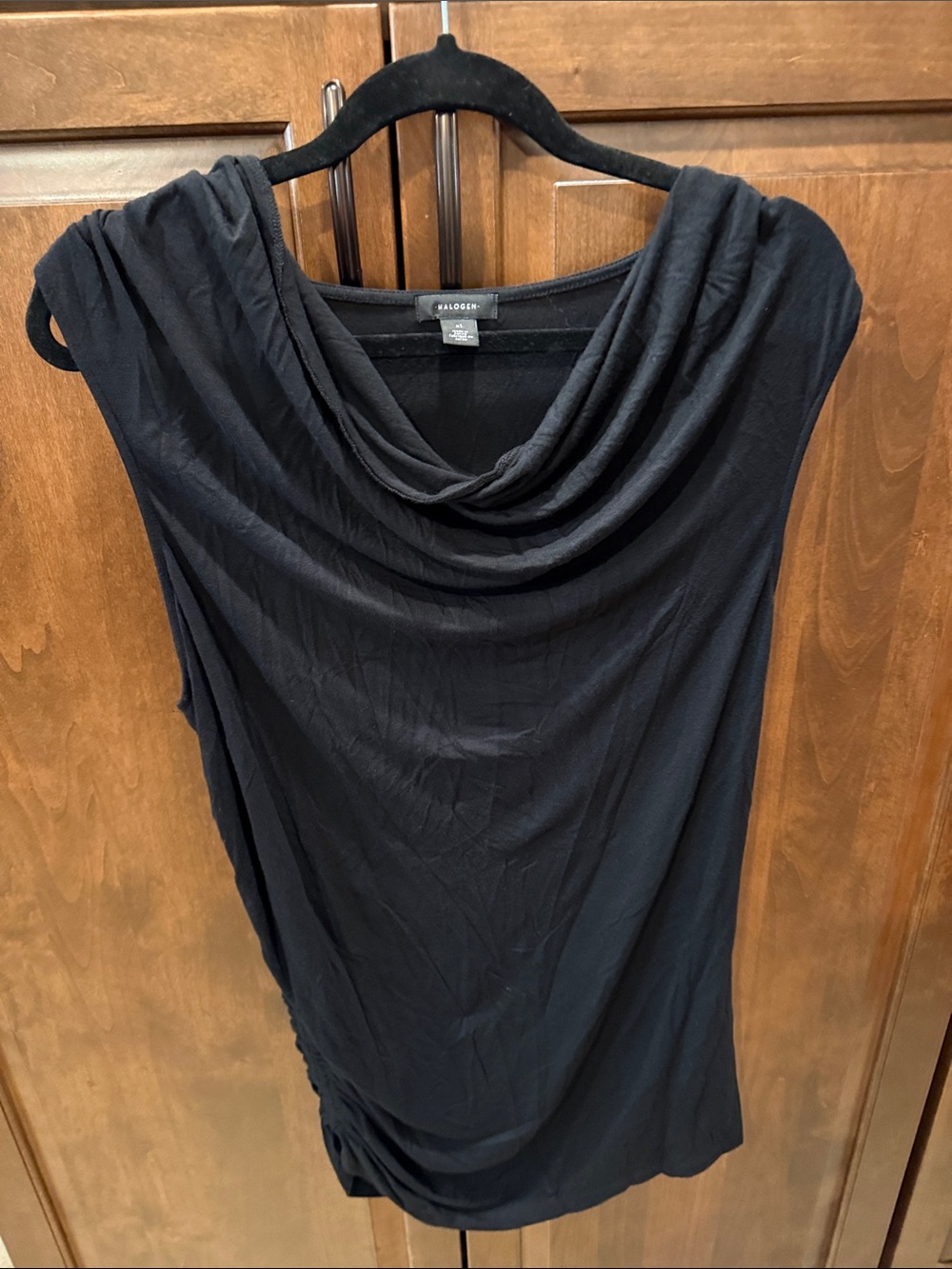 Halogen Black Sleeveless Cowl Draped Asymmetrical Dress - NWT